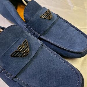 Armani blue suede loafers